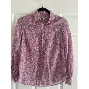 J crew Womens 0‎ Pink Purple Micro Flroal Long Sleeve Cottagecore Corp Fem